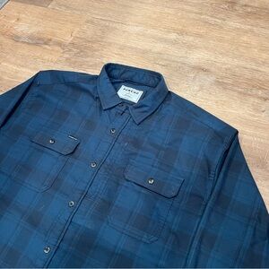 Poncho Shirt Men's XL flannel Plaid Blue Fishing Shirt